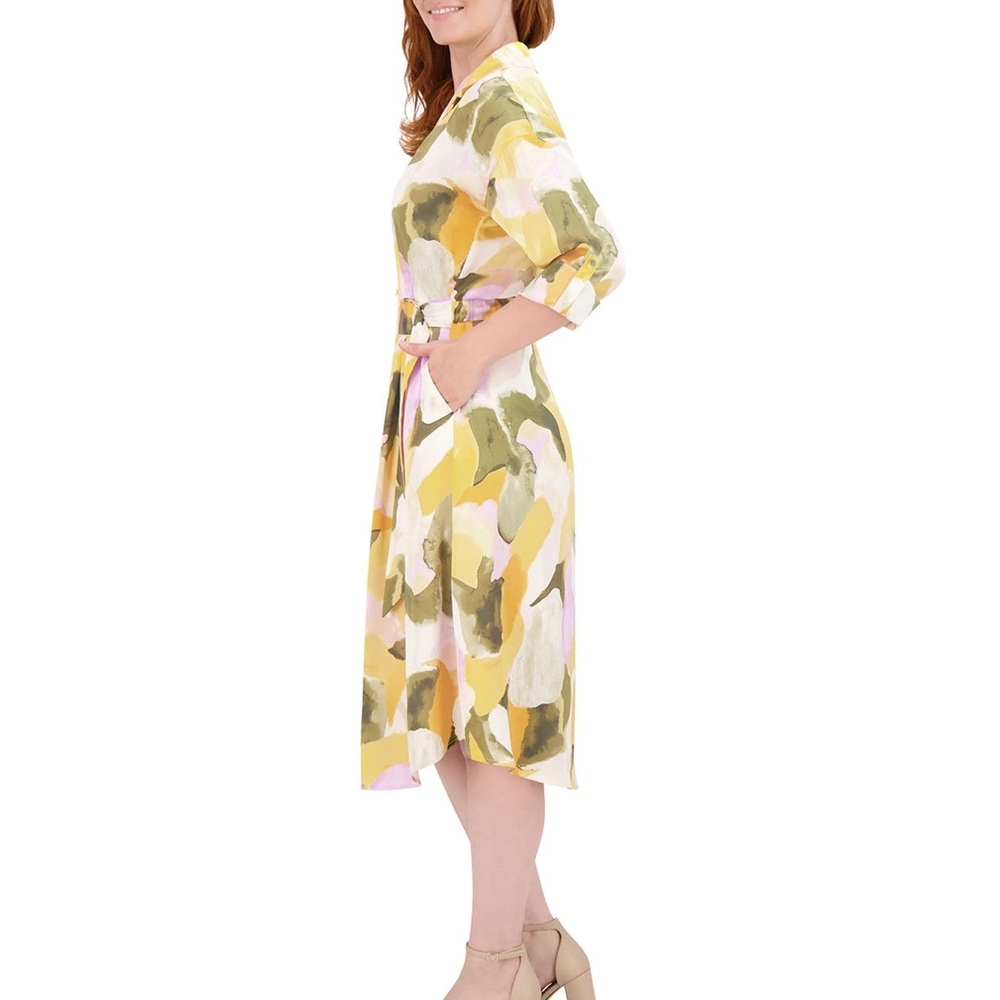 French Connection Yellow and Green Long Sleeve Dress - Picture 2 of 6